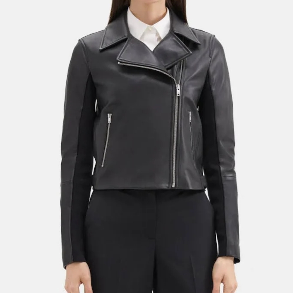 Theory leather moto jacket - Picture 2 of 8